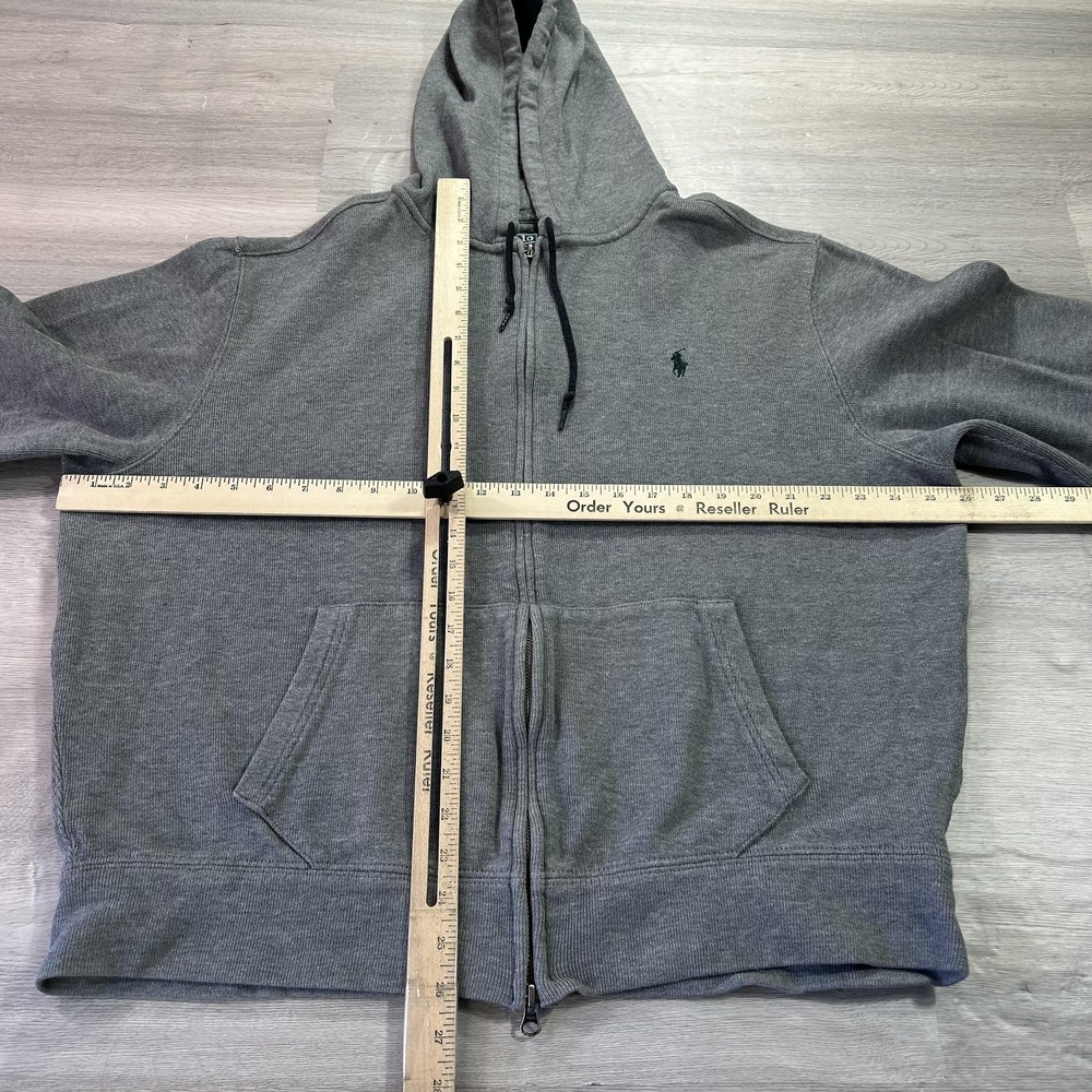 Polo Ralph Lauren Hoodie Mens XL Gray Full Zip Sweatshirt Pony Logo Pockets - Picture 6 of 12